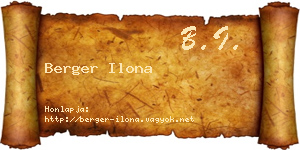 Berger Ilona névjegykártya